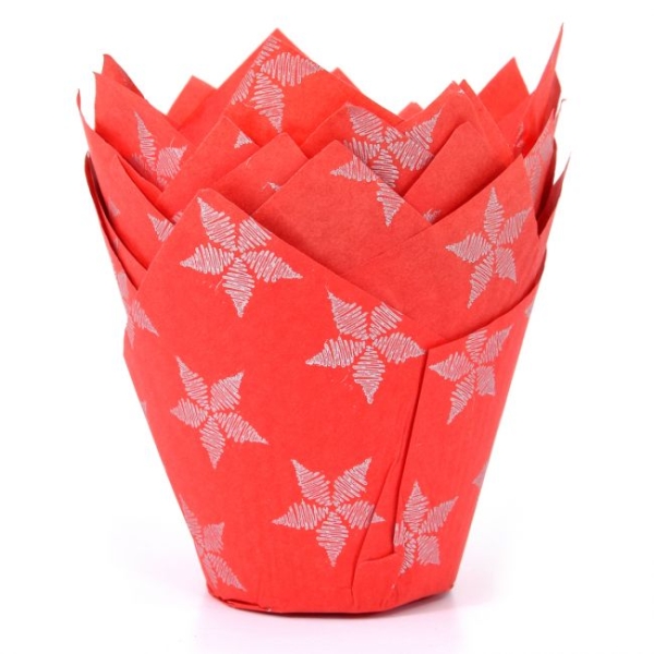 Tulip Cupcake Case - Red with Stars